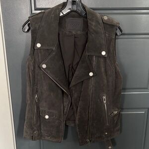 Grey Suede Moto Vest